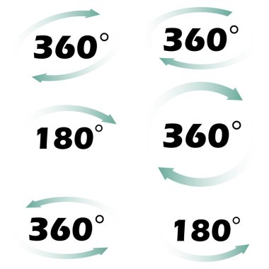 Bir daire okları 360 derece döndürme. 180 derece döndürme