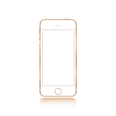 Gerçekçi smartphone altın renk telefon stili mockup beyaz arka plan üzerinde izole. Web öğesi ve uygulama mockup için
