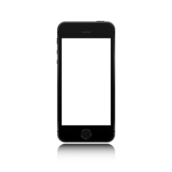 Realistische smartphone zwarte kleur telefoon stijl mockup geïsoleerd op een witte achtergrond. Voor web-element en toepassing mockup — Stockvector