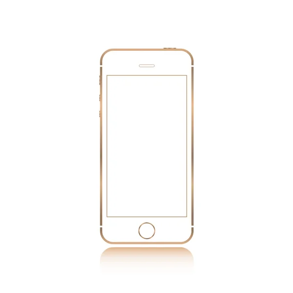 Gerçekçi smartphone altın renk telefon stili mockup beyaz arka plan üzerinde izole. Web öğesi ve uygulama mockup için — Stok Vektör