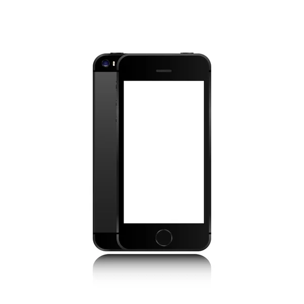 Smartphone realista de color negro mockup estilo teléfono aislado sobre fondo blanco. Para elemento web y maqueta de aplicación — Vector de stock