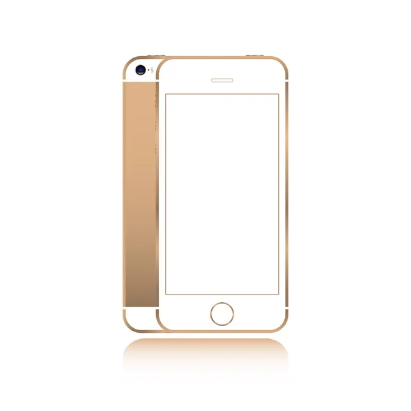 Smartphone realista de color dorado mockup estilo teléfono aislado sobre fondo blanco. Para elemento web y maqueta de aplicación — Vector de stock