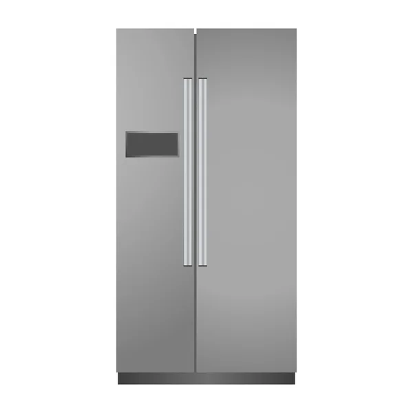 Refrigerador gris realista aislado sobre un fondo blanco — Vector de stock