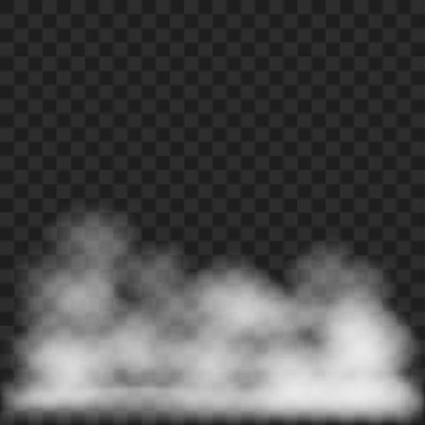 Humo gris o vapor aislado en ilustración de vectores de fondo a cuadros — Vector de stock