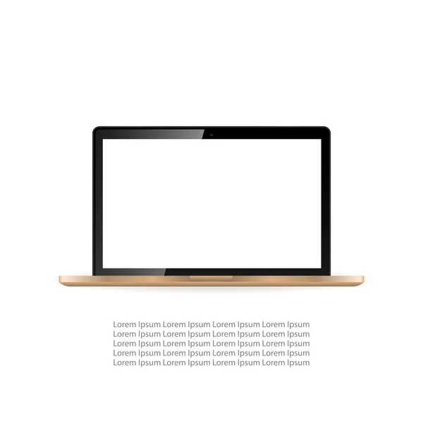 Gerçekçi altın laptop. Beyaz arka plan vektör illüstrasyon izole