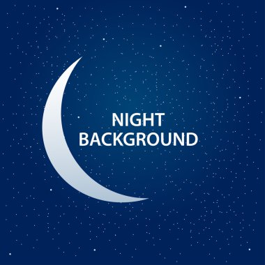 Yarım ay ve yıldız ile gece gökyüzü arka plan. Ay ışığı gece vektör çizim