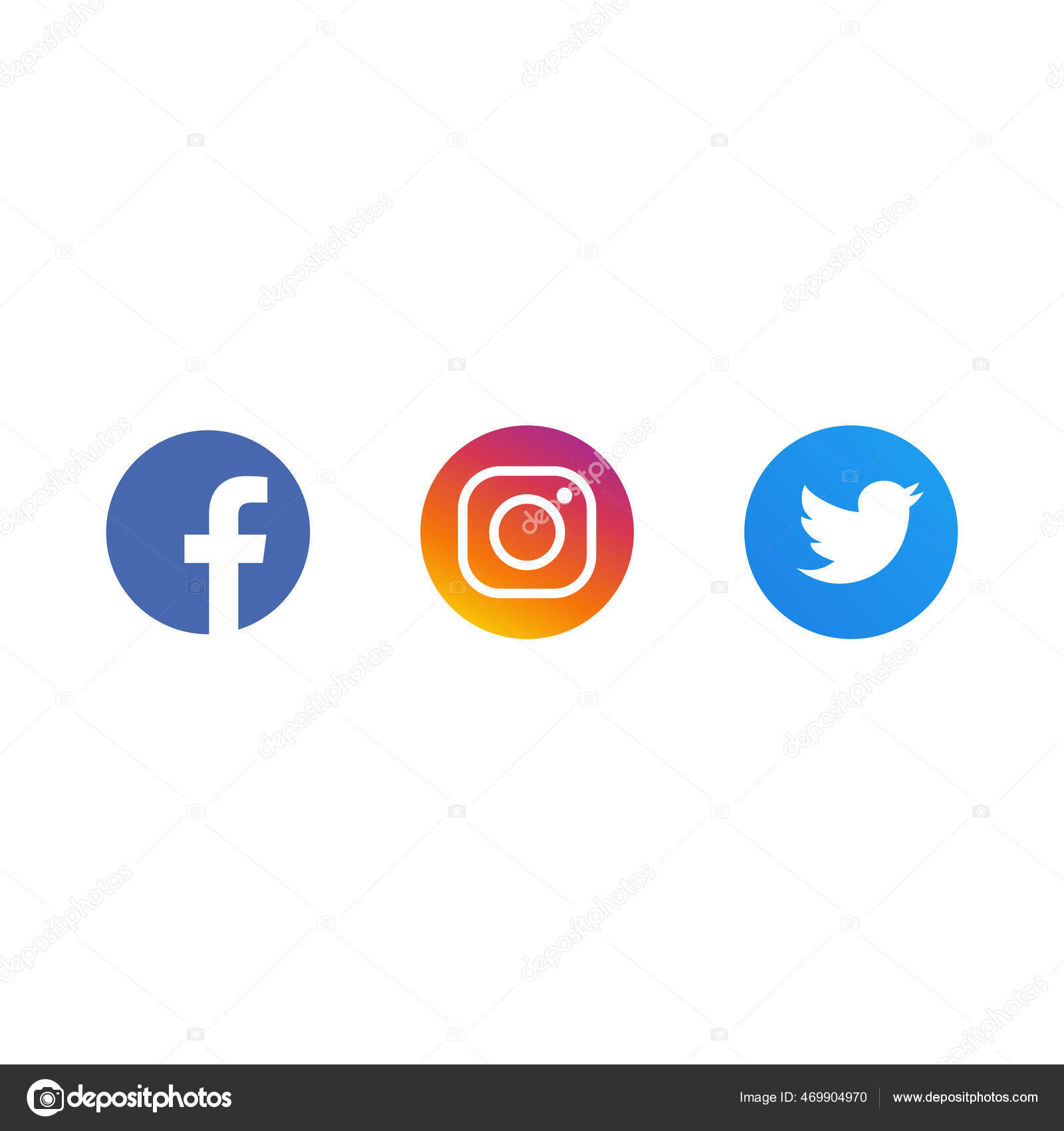 Facebook Instagram Twitter Collection Popular Social Media Logo White Background Stock Vector Image By C Leberus777 Gmail Com