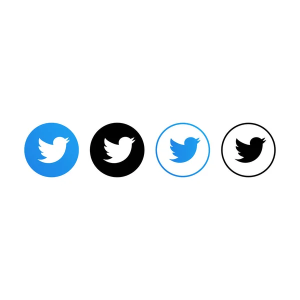 Twitter Logo Collection Popular Social Media Logo Blank Background Editorial — Stock Vector