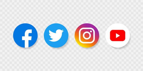Facebook Instagram Twitter Youtube Colección Popular Logotipo Las Redes Sociales — Vector de stock