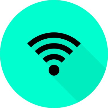 Kablosuz simgesi, vektör çizim. Düz tasarım stili. Mavi arka plan