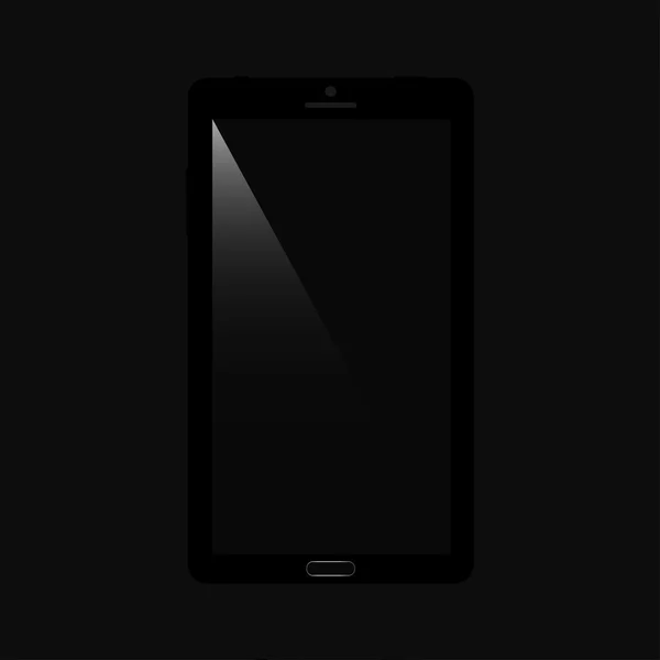 Svart telefonen på svart bakgrund. Med en spegelbild — Stock vektor