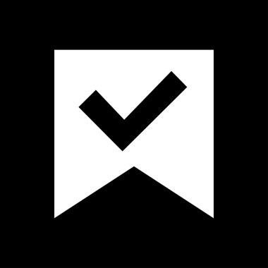 Siyah bir arka plan üzerinde onay işareti etiket