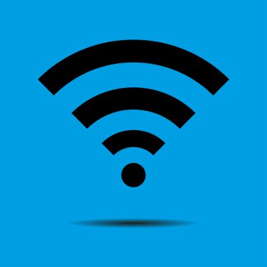 Kablosuz simgesi, vektör çizim. Düz tasarım stili. Gölge ile