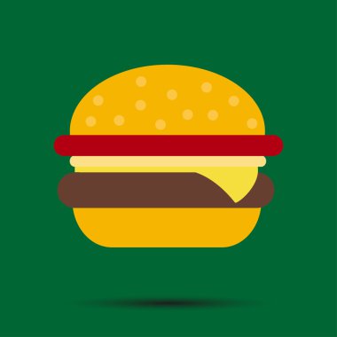 Burger gölge bir yeşil zemin üzerine