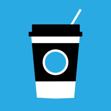 Mavi bir arka plan üzerinde bir saman ile kahve