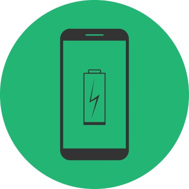 Yeşil bir arka plan üzerinde telefon düşük pil