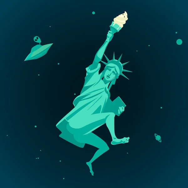 Άγαλμα της ελευθερίας με παγωτό — Διανυσματικό Αρχείο