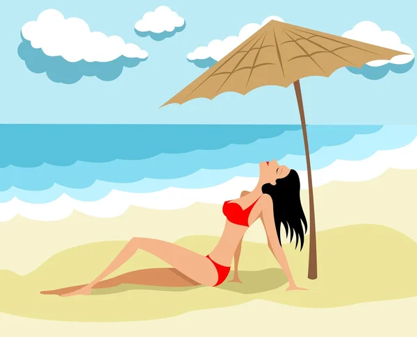 Femme sur la plage — Image vectorielle