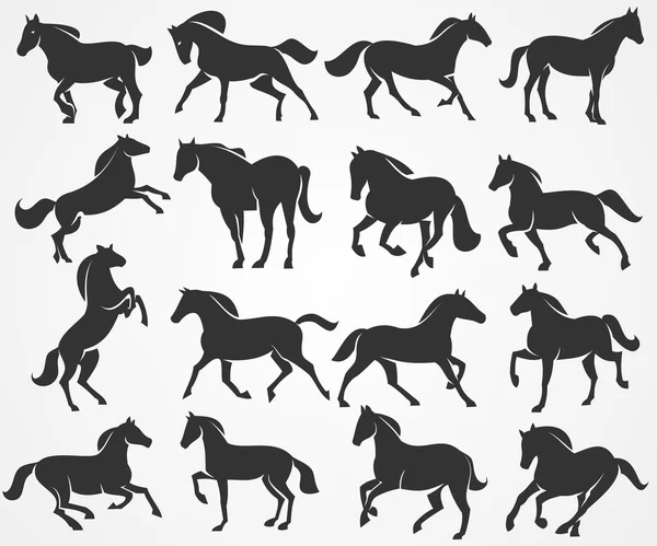 Силуэты векторных лошадей — стоковый вектор