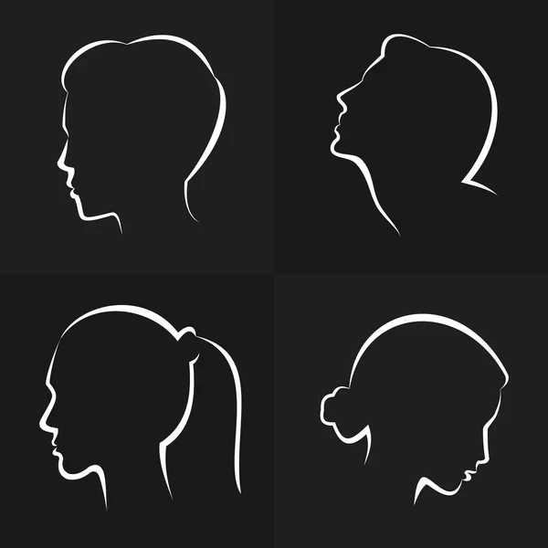 Silhouetten van vrouwen hoofden — Stockvector