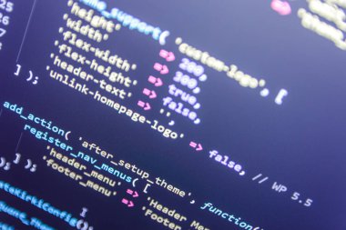Wordpress tema kodunu kapat. CSS kodlu dizüstü bilgisayar ekranı