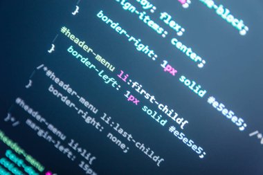 Wordpress tema kodunu kapat. CSS kodlu dizüstü bilgisayar ekranı