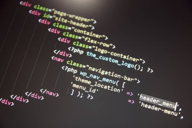 Wordpress tema kodunu kapat. PHP kodlu dizüstü bilgisayar ekranı