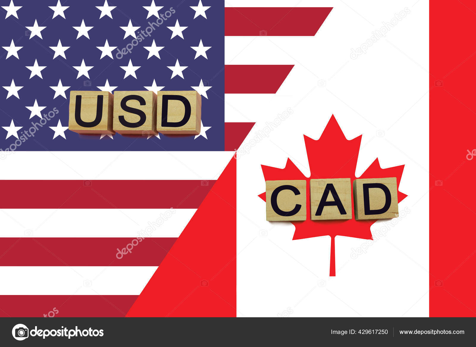 美国和加拿大货币代码的国旗背景美元和Cad货币——图库图片© An147 #429617250