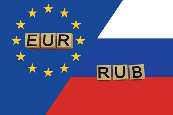 Коды Валют Европы России Фоне Национальных Флагов Валюты Eur Rub — стоковое фото