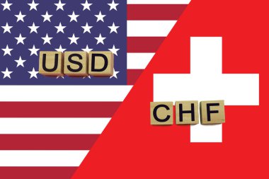 Ulusal bayraklarda Amerikan ve İsviçre para birimi kodları var. ABD ve CHF para birimleri