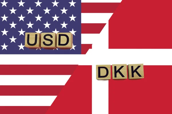 Ulusal Bayraklarda Amerikan Danimarka Para Birimi Kodları Var Usd Dkk — Stok fotoğraf