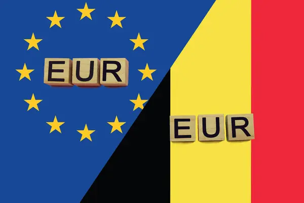 Kody Walut Zjednoczonej Europie Belgii Tle Bander Krajowych Międzynarodowa Koncepcja — Zdjęcie stockowe
