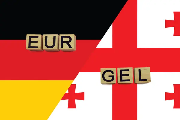 Duitsland Georgië Hebben Valutacodes Achtergrond Van Nationale Vlaggen Internationaal Geldtransferconcept — Stockfoto