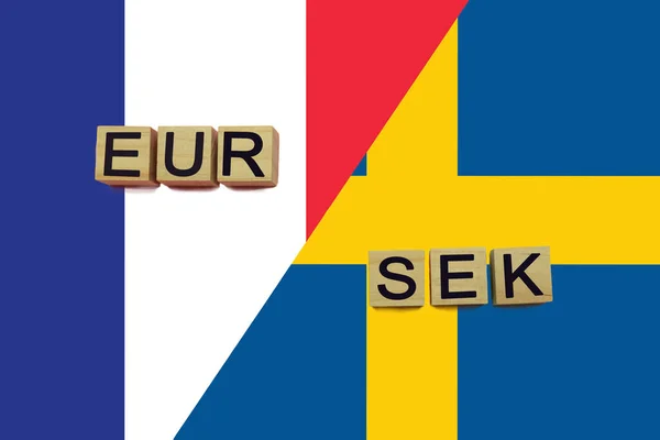 Kódy Měn Francie Švédska Pozadí Národních Vlajek Koncept Mezinárodního Převodu — Stock fotografie