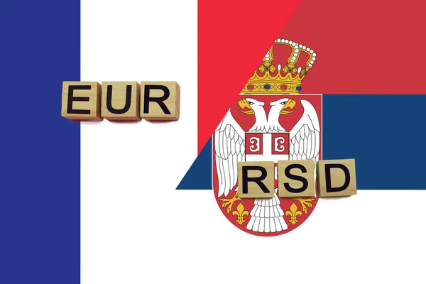 França Sérvia Códigos Moedas Bandeiras Nacionais Fundo Conceito Transferência Dinheiro — Fotografia de Stock