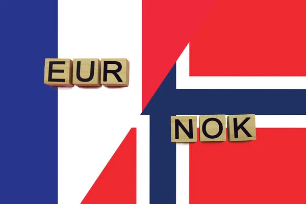 Fransa Norveç Para Birimi Kodları Ulusal Bayraklar Üzerinde Uluslararası Para — Stok fotoğraf