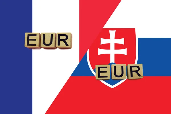 França Eslováquia Códigos Moedas Bandeiras Nacionais Fundo Conceito Transferência Dinheiro — Fotografia de Stock