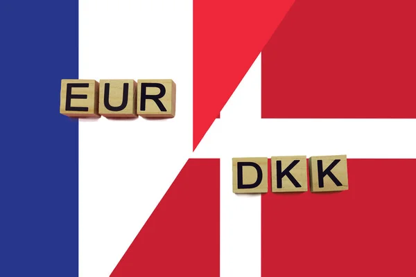 France Danemark Codes Devises Sur Fond Drapeaux Nationaux Concept Transfert — Photo