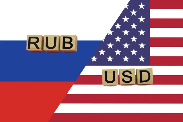 Rússia Eua Códigos Moedas Bandeiras Nacionais Fundo Conceito Transferência Dinheiro Fotos De Bancos De Imagens Sem Royalties