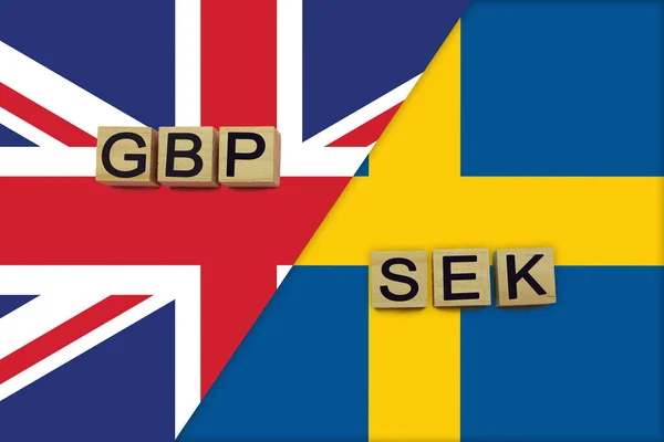 Reino Unido Suecia Códigos Monedas Banderas Nacionales Fondo Concepto Internacional —  Fotos de Stock