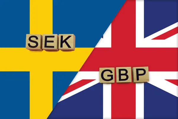 Suecia Reino Unido Códigos Monedas Banderas Nacionales Fondo Concepto Internacional —  Fotos de Stock