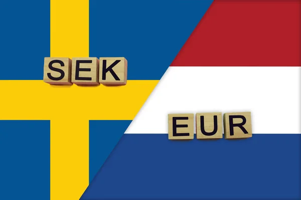 Švédské Nizozemské Kódy Měn Pozadí Národních Vlajek Koncept Mezinárodního Převodu — Stock fotografie