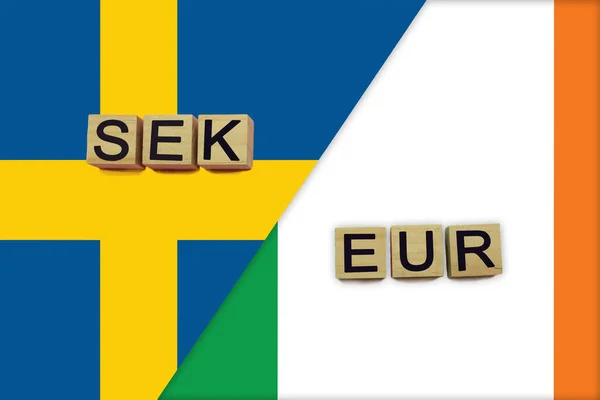Suecia Irlanda Códigos Monedas Banderas Nacionales Fondo Concepto Internacional Transferencia —  Fotos de Stock