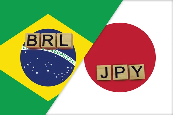 Brasil Japão Códigos Moedas Bandeiras Nacionais Fundo Conceito Transferência Dinheiro — Fotografia de Stock