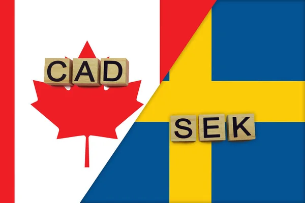 Kanada Sveç Para Birimi Kodları Ulusal Bayraklar Üzerinde Uluslararası Para — Stok fotoğraf