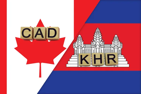 Canadá Camboja Códigos Moedas Bandeiras Nacionais Fundo Conceito Transferência Dinheiro Fotos De Bancos De Imagens