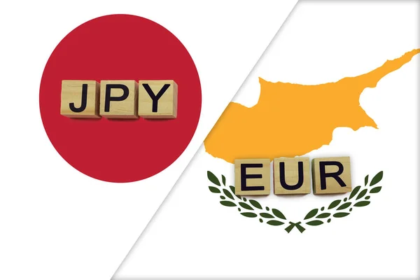 Japón Chipre Códigos Monedas Banderas Nacionales Fondo Concepto Internacional Transferencia — Foto de Stock