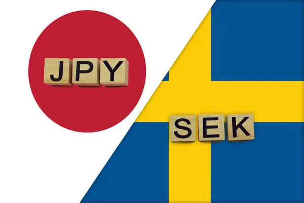 Japón Suecia Códigos Monedas Banderas Nacionales Fondo Concepto Internacional Transferencia —  Fotos de Stock