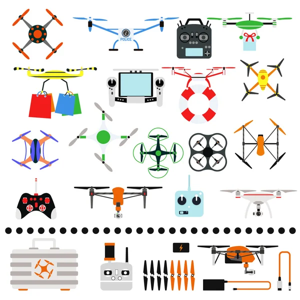 Quadrocopters drone helikopter oyuncak vektör illüstrasyon.