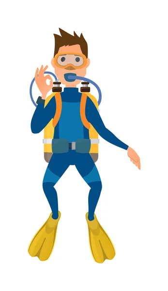 Diver isolated vector illustration. — Stock Vector